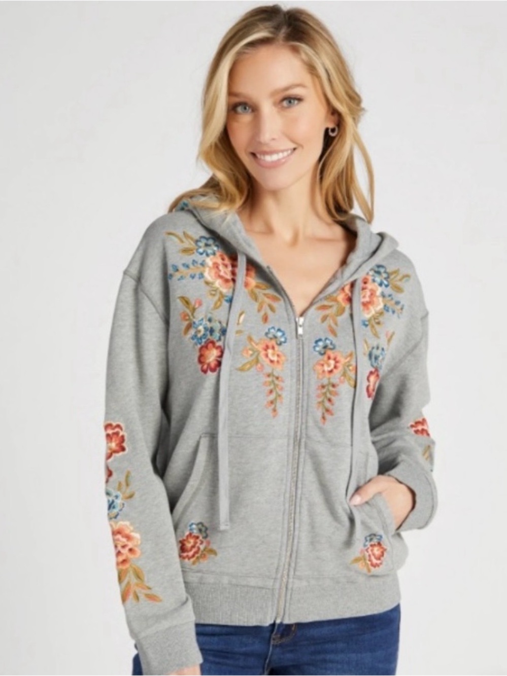 Driftwood Neptune Full Zip Embroidered
Floral Hoodie with Pockets. Size Large - Picture 10 of 11